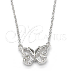 Sterling Silver Necklace — Pendant Necklace Butterfly Design with White Cubic Zirconia — main product view — SKU 123159 | Plata 925 collar — Pendant Necklace Butterfly diseño with blanco Cubic Zirconia — SKU 123159