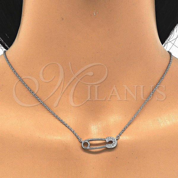Sterling Silver Necklace — Pendant Necklace with White Cubic Zirconia Polished 04. — alternate product view — SKU 123160 | Plata 925 collar — Pendant Necklace with blanco Cubic Zirconia pulido 04. — SKU 123160