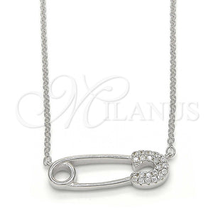 Sterling Silver Necklace — Pendant Necklace with White Cubic Zirconia Polished 04. — main product view — SKU 123160 | Plata 925 collar — Pendant Necklace with blanco Cubic Zirconia pulido 04. — SKU 123160