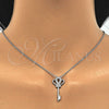 Sterling Silver Pendant Necklace, key Design, with White Cubic Zirconia, Polished, Rhodium Finish, 04.336.0049.16 (01 MM Thickness, 16 Inches Length)