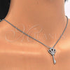 Sterling Silver Pendant Necklace, key Design, with White Cubic Zirconia, Polished, Rhodium Finish, 04.336.0049.16 (01 MM Thickness, 16 Inches Length)