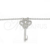 Sterling Silver Pendant Necklace, key Design, with White Cubic Zirconia, Polished, Rhodium Finish, 04.336.0049.16 (01 MM Thickness, 16 Inches Length)