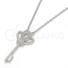 Sterling Silver Pendant Necklace, key Design, with White Cubic Zirconia, Polished, Rhodium Finish, 04.336.0049.16 (01 MM Thickness, 16 Inches Length)