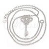 Sterling Silver Pendant Necklace, key Design, with White Cubic Zirconia, Polished, Rhodium Finish, 04.336.0049.16 (01 MM Thickness, 16 Inches Length)