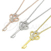 Sterling Silver Pendant Necklace, key Design, with White Cubic Zirconia, Polished, Rhodium Finish, 04.336.0049.16 (01 MM Thickness, 16 Inches Length)