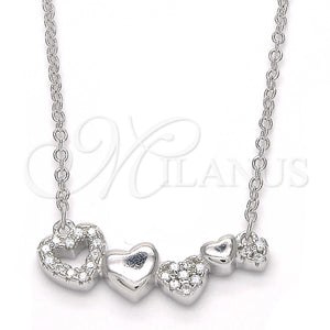 Sterling Silver Necklace — Pendant Necklace Heart Design with White Cubic Zirconia — main product view — SKU 123166 | Plata 925 collar — Pendant Necklace corazón diseño with blanco Cubic Zirconia — SKU 123166
