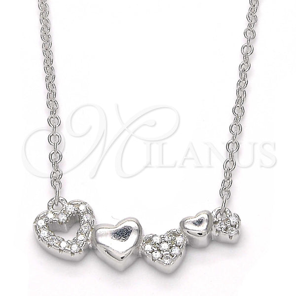 Sterling Silver Necklace — Pendant Necklace Heart Design with White Cubic Zirconia — main product view — SKU 123166 | Plata 925 collar — Pendant Necklace corazón diseño with blanco Cubic Zirconia — SKU 123166