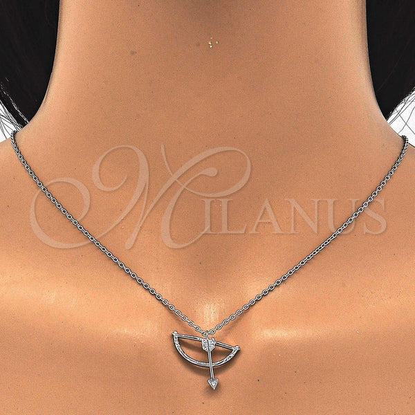 Sterling Silver Necklace — Pendant Necklace with White Cubic Zirconia Polished 04. — alternate product view — SKU 123172 | Plata 925 collar — Pendant Necklace with blanco Cubic Zirconia pulido 04. — SKU 123172
