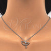 Sterling Silver Pendant Necklace, with White Cubic Zirconia, Polished, Rhodium Finish, 04.336.0059.16 (01 MM Thickness, 16 Inches Length)