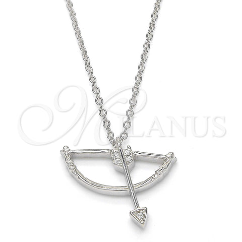 Sterling Silver Pendant Necklace, with White Cubic Zirconia, Polished, Rhodium Finish, 04.336.0059.16 (01 MM Thickness, 16 Inches Length)