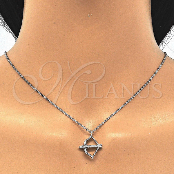 Sterling Silver Necklace — Pendant Necklace with White Cubic Zirconia Polished 04. — alternate product view — SKU 123173 | Plata 925 collar — Pendant Necklace with blanco Cubic Zirconia pulido 04. — SKU 123173