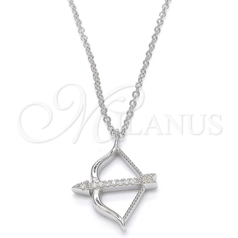 Sterling Silver Pendant Necklace, with White Cubic Zirconia, Polished, Rhodium Finish, 04.336.0060.16 (01 MM Thickness, 16 Inches Length)