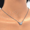 Sterling Silver Pendant Necklace, Butterfly Design, with White Micro Pave, Polished, Rhodium Finish, 04.336.0061.16 (01 MM Thickness, 16 Inches Length)