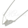 Sterling Silver Pendant Necklace, Butterfly Design, with White Micro Pave, Polished, Rhodium Finish, 04.336.0061.16 (01 MM Thickness, 16 Inches Length)