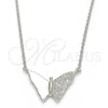 Sterling Silver Pendant Necklace, Butterfly Design, with White Micro Pave, Polished, Rhodium Finish, 04.336.0061.16 (01 MM Thickness, 16 Inches Length)