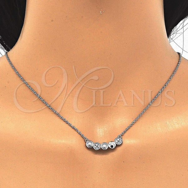 Sterling Silver Necklace — Pendant Necklace with White Cubic Zirconia Polished 04. — alternate product view — SKU 123177 | Plata 925 collar — Pendant Necklace with blanco Cubic Zirconia pulido 04. — SKU 123177