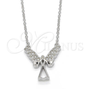 Sterling Silver Necklace — Pendant Necklace Angel and Heart Design with White — main product view — SKU 123178 | Plata 925 collar — Pendant Necklace Angel and corazón diseño with blanco — SKU 123178