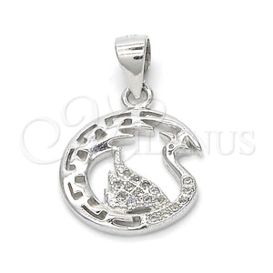 Sterling Silver Pendant — Fancy Pendant Swan Design with White Micro Pave — main product view — SKU 123195 | Plata 925 dije — elegante Pendant Swan diseño with blanco Micro Pave — SKU 123195