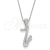 Sterling Silver Fancy Pendant, with White Cubic Zirconia, Polished, Rhodium Finish, 05.336.0028
