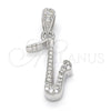 Sterling Silver Fancy Pendant, with White Cubic Zirconia, Polished, Rhodium Finish, 05.336.0028