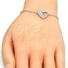 Sterling Silver Fancy Bracelet, Heart Design, with White Micro Pave, Polished, Rhodium Finish, 03.336.0001.07 (01 MM Thickness, 7 Inches Length)
