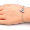 Sterling Silver Fancy Bracelet, Butterfly Design, with White Cubic Zirconia, Polished, Rhodium Finish, 03.336.0008.07 (01 MM Thickness, 7 Inches Length)