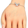 Sterling Silver Fancy Bracelet, Butterfly Design, with White Cubic Zirconia, Polished, Rhodium Finish, 03.336.0008.07 (01 MM Thickness, 7 Inches Length)