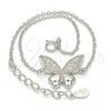 Sterling Silver Fancy Bracelet, Butterfly Design, with White Cubic Zirconia, Polished, Rhodium Finish, 03.336.0008.07 (01 MM Thickness, 7 Inches Length)