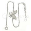 Sterling Silver Fancy Bracelet, Butterfly Design, with White Cubic Zirconia, Polished, Rhodium Finish, 03.336.0008.07 (01 MM Thickness, 7 Inches Length)