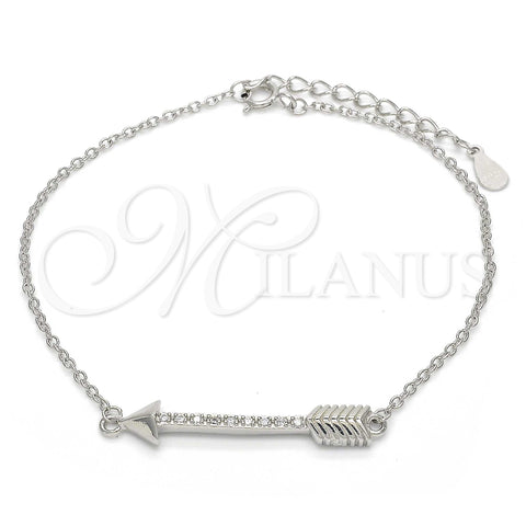 Sterling Silver Fancy Bracelet, with White Micro Pave, Polished, Rhodium Finish, 03.336.0011.07 (01 MM Thickness, 7 Inches Length)