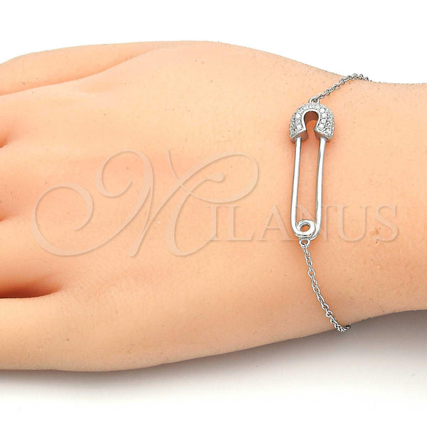 Sterling Silver Bracelet — Fancy Bracelet Paperclip Design with White Micro Pave — alternate product view — SKU 123223 | Plata 925 brazalete — elegante Bracelet Paperclip diseño with blanco Micro Pave — SKU 123223