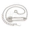 Sterling Silver Fancy Bracelet, Paperclip Design, with White Micro Pave, Polished, Rhodium Finish, 03.336.0015.07 (01 MM Thickness, 7 Inches Length)