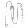 Sterling Silver Fancy Bracelet, Paperclip Design, with White Micro Pave, Polished, Rhodium Finish, 03.336.0015.07 (01 MM Thickness, 7 Inches Length)