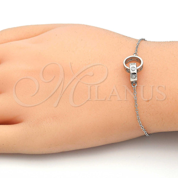 Sterling Silver Bracelet — Fancy Bracelet with White Cubic Zirconia Polished 03. — alternate product view — SKU 123230 | Plata 925 brazalete — elegante Bracelet with blanco Cubic Zirconia pulido 03. — SKU 123230