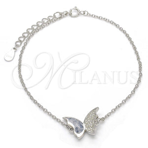 Sterling Silver Bracelet — Fancy Bracelet Butterfly Design with White Micro Pave — main product view — SKU 123231 | Plata 925 brazalete — elegante Bracelet Butterfly diseño with blanco Micro Pave — SKU 123231