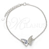 Sterling Silver Fancy Bracelet, Butterfly Design, with White Micro Pave, Polished, Rhodium Finish, 03.336.0023.08 (01 MM Thickness, 8 Inches Length)