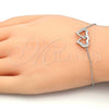 Sterling Silver Fancy Bracelet, Heart Design, with White Micro Pave, Polished, Rhodium Finish, 03.336.0025.07 (01 MM Thickness, 7 Inches Length)