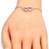Sterling Silver Fancy Bracelet, Heart Design, with White Micro Pave, Polished, Rhodium Finish, 03.336.0025.07 (01 MM Thickness, 7 Inches Length)