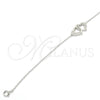 Sterling Silver Fancy Bracelet, Heart Design, with White Micro Pave, Polished, Rhodium Finish, 03.336.0025.07 (01 MM Thickness, 7 Inches Length)