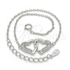 Sterling Silver Fancy Bracelet, Heart Design, with White Micro Pave, Polished, Rhodium Finish, 03.336.0025.07 (01 MM Thickness, 7 Inches Length)