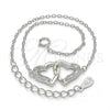 Sterling Silver Fancy Bracelet, Heart Design, with White Micro Pave, Polished, Rhodium Finish, 03.336.0025.07 (01 MM Thickness, 7 Inches Length)