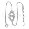 Sterling Silver Fancy Bracelet, Heart Design, with White Micro Pave, Polished, Rhodium Finish, 03.336.0025.07 (01 MM Thickness, 7 Inches Length)