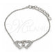 Pulsera Elegante 03.336.0025.07 Plata Rodinada, Diseño de Corazón, con Micro Pave Blanca, Pulido, Rodinado (Grosor 01 MM, 7 Pulgadas de Largo)