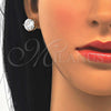 Oro Laminado Stud Earring, Gold Filled Style with White Cubic Zirconia, Polished, Golden Finish, 02.284.0013