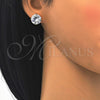 Oro Laminado Stud Earring, Gold Filled Style with White Cubic Zirconia, Polished, Golden Finish, 02.284.0013