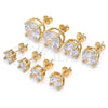 Oro Laminado Stud Earring, Gold Filled Style with White Cubic Zirconia, Polished, Golden Finish, 02.284.0013