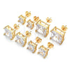 Oro Laminado Stud Earring, Gold Filled Style with White Cubic Zirconia, Polished, Golden Finish, 02.284.0015