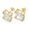 Oro Laminado Stud Earring, Gold Filled Style with White Cubic Zirconia, Polished, Golden Finish, 02.284.0017