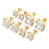 Oro Laminado Stud Earring, Gold Filled Style with White Cubic Zirconia, Polished, Golden Finish, 02.284.0017