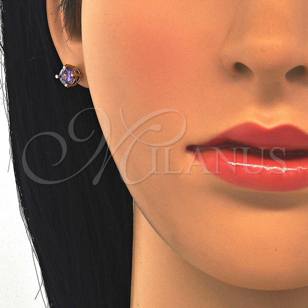 Gold Filled Ring — Stud Earring with Amethyst Cubic Zirconia Polished 02. — alternate product view — SKU 123247 | Oro Laminado anillo — Stud Earring with Amethyst Cubic Zirconia pulido 02. — SKU 123247